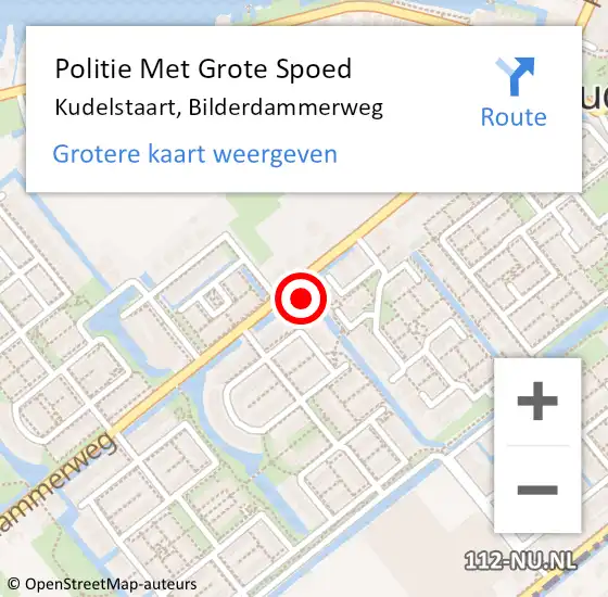Locatie op kaart van de 112 melding: Politie Met Grote Spoed Naar Kudelstaart, Bilderdammerweg op 10 juli 2022 14:14