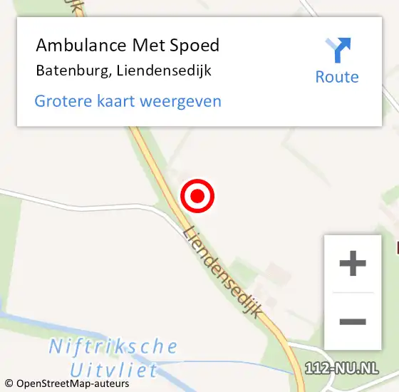 Locatie op kaart van de 112 melding: Ambulance Met Spoed Naar Batenburg, Liendensedijk op 22 juli 2014 20:10