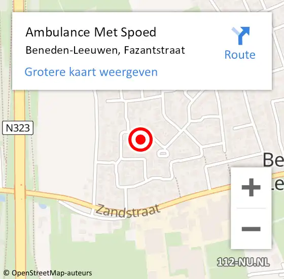 Locatie op kaart van de 112 melding: Ambulance Met Spoed Naar Beneden-Leeuwen, Fazantstraat op 10 juli 2022 15:03