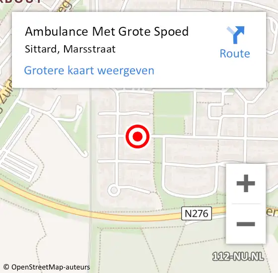 Locatie op kaart van de 112 melding: Ambulance Met Grote Spoed Naar Sittard, Marsstraat op 22 juli 2014 20:14