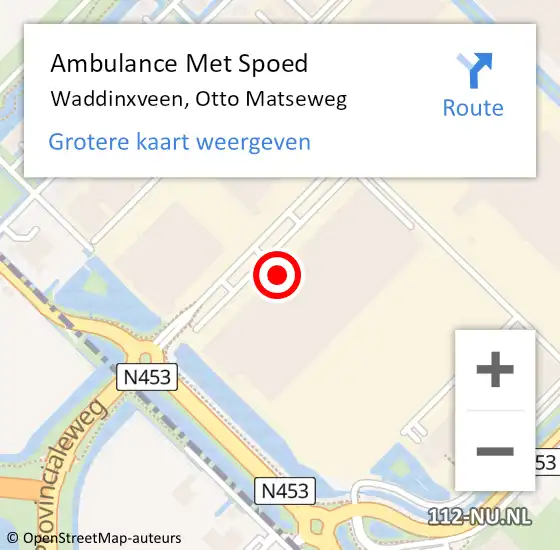 Locatie op kaart van de 112 melding: Ambulance Met Spoed Naar Waddinxveen, Otto Matseweg op 10 juli 2022 15:09