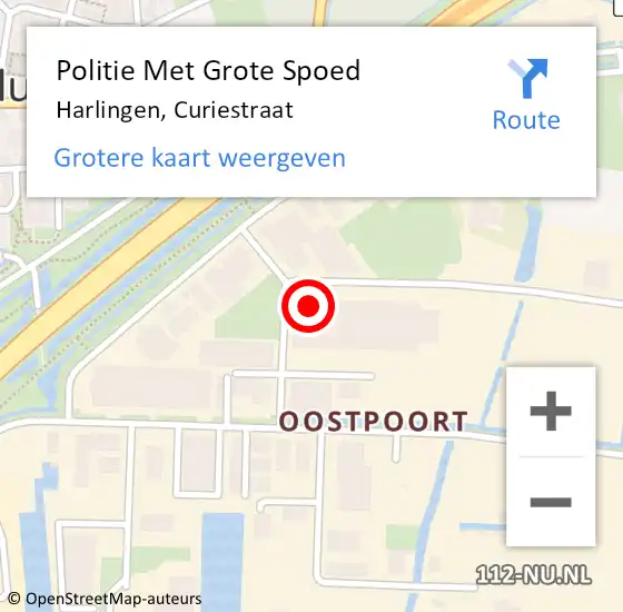 Locatie op kaart van de 112 melding: Politie Met Grote Spoed Naar Harlingen, Curiestraat op 10 juli 2022 15:22