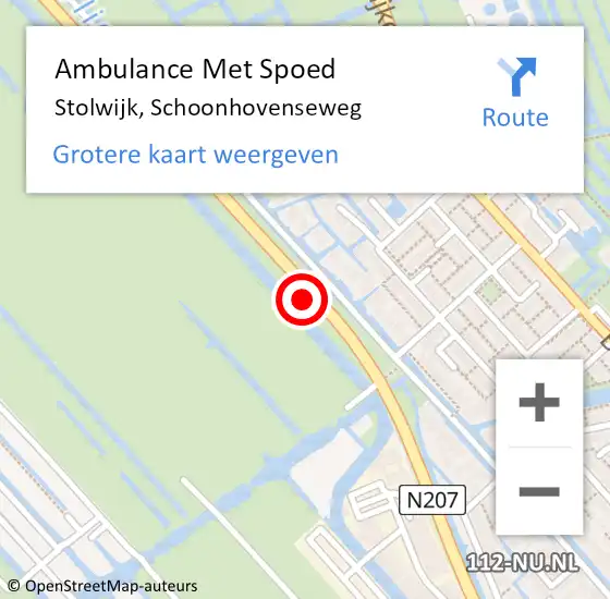 Locatie op kaart van de 112 melding: Ambulance Met Spoed Naar Stolwijk, Schoonhovenseweg op 10 juli 2022 15:22