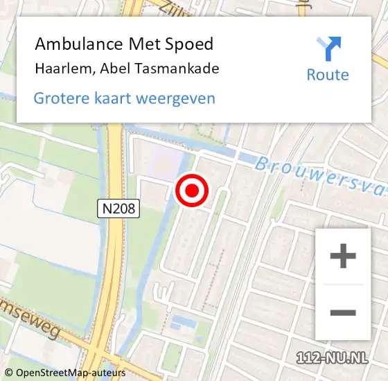 Locatie op kaart van de 112 melding: Ambulance Met Spoed Naar Haarlem, Abel Tasmankade op 10 juli 2022 15:49