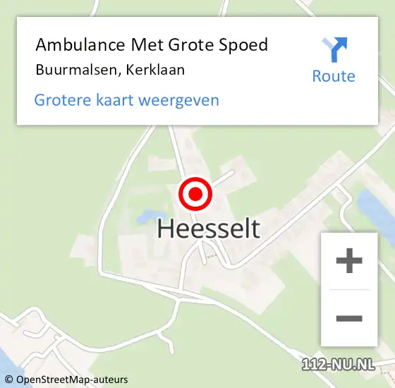 Locatie op kaart van de 112 melding: Ambulance Met Grote Spoed Naar Buurmalsen, Kerklaan op 10 juli 2022 15:57