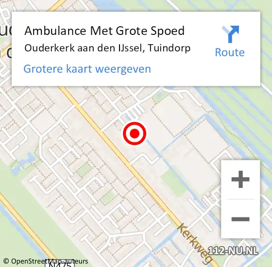 Locatie op kaart van de 112 melding: Ambulance Met Grote Spoed Naar Ouderkerk aan den IJssel, Tuindorp op 10 juli 2022 16:18