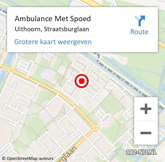 Locatie op kaart van de 112 melding: Ambulance Met Spoed Naar Uithoorn, Straatsburglaan op 10 juli 2022 16:23