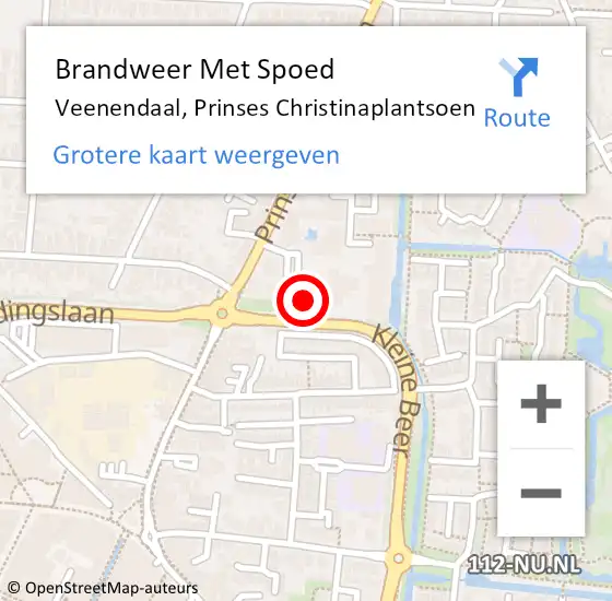 Locatie op kaart van de 112 melding: Brandweer Met Spoed Naar Veenendaal, Prinses Christinaplantsoen op 10 juli 2022 16:33