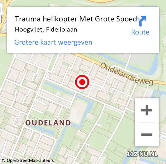 Locatie op kaart van de 112 melding: Trauma helikopter Met Grote Spoed Naar Hoogvliet, Fideliolaan op 10 juli 2022 16:38