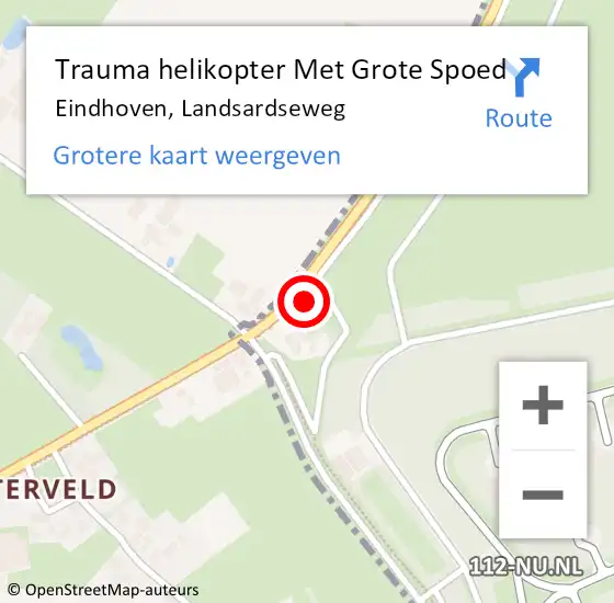 Locatie op kaart van de 112 melding: Trauma helikopter Met Grote Spoed Naar Eindhoven, Landsardseweg op 10 juli 2022 16:53