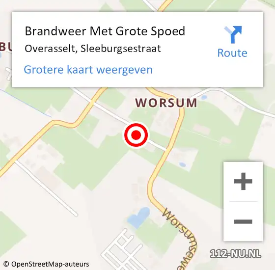 Locatie op kaart van de 112 melding: Brandweer Met Grote Spoed Naar Overasselt, Sleeburgsestraat op 10 juli 2022 16:54