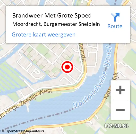 Locatie op kaart van de 112 melding: Brandweer Met Grote Spoed Naar Moordrecht, Burgemeester Snelplein op 10 juli 2022 17:21