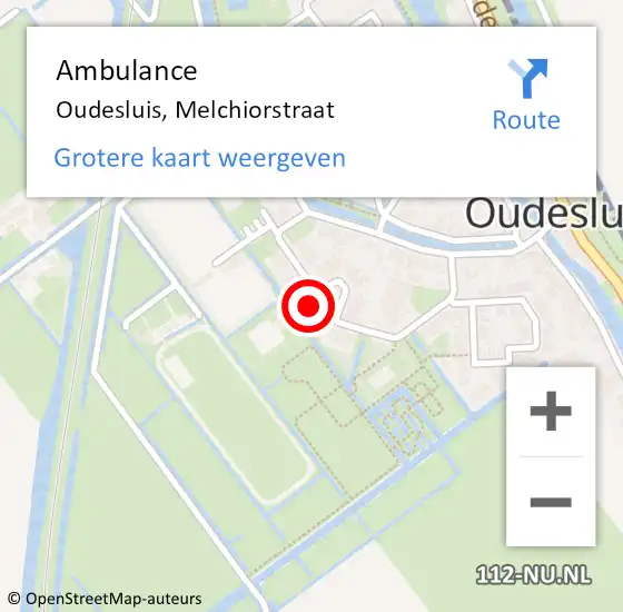 Locatie op kaart van de 112 melding: Ambulance Oudesluis, Melchiorstraat op 10 juli 2022 17:33