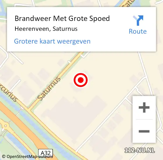 Locatie op kaart van de 112 melding: Brandweer Met Grote Spoed Naar Heerenveen, Saturnus op 10 juli 2022 17:41