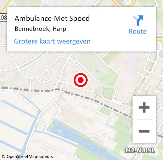 Locatie op kaart van de 112 melding: Ambulance Met Spoed Naar Bennebroek, Harp op 10 juli 2022 17:45