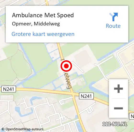 Locatie op kaart van de 112 melding: Ambulance Met Spoed Naar Opmeer, Middelweg op 10 juli 2022 17:49