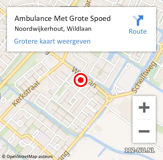 Locatie op kaart van de 112 melding: Ambulance Met Grote Spoed Naar Noordwijkerhout, Wildlaan op 10 juli 2022 17:57