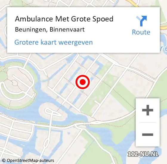 Locatie op kaart van de 112 melding: Ambulance Met Grote Spoed Naar Beuningen, Binnenvaart op 10 juli 2022 17:59