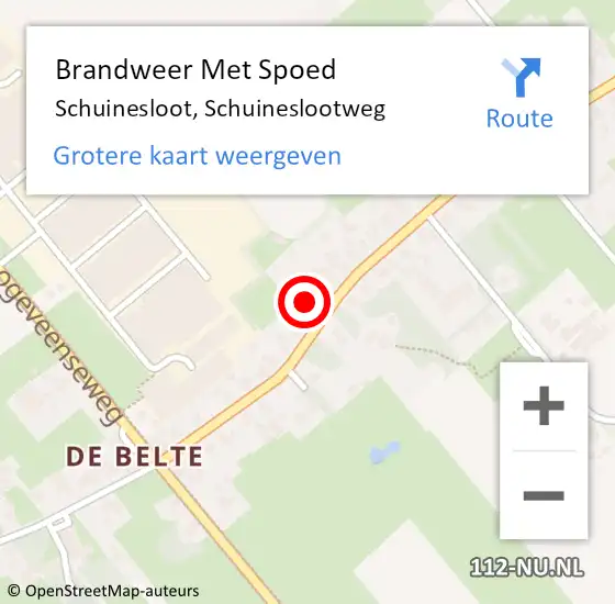 Locatie op kaart van de 112 melding: Brandweer Met Spoed Naar Schuinesloot, Schuineslootweg op 10 juli 2022 18:47