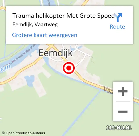 Locatie op kaart van de 112 melding: Trauma helikopter Met Grote Spoed Naar Eemdijk, Vaartweg op 10 juli 2022 19:11