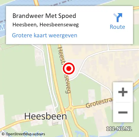 Locatie op kaart van de 112 melding: Brandweer Met Spoed Naar Heesbeen, Heesbeenseweg op 10 juli 2022 19:20