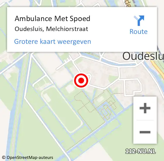 Locatie op kaart van de 112 melding: Ambulance Met Spoed Naar Oudesluis, Melchiorstraat op 10 juli 2022 19:20