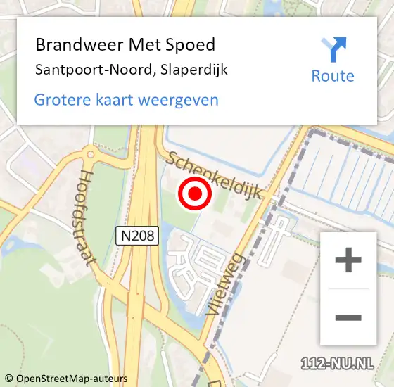 Locatie op kaart van de 112 melding: Brandweer Met Spoed Naar Santpoort-Noord, Slaperdijk op 10 juli 2022 19:48