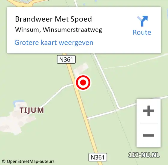 Locatie op kaart van de 112 melding: Brandweer Met Spoed Naar Winsum, Winsumerstraatweg op 10 juli 2022 21:04