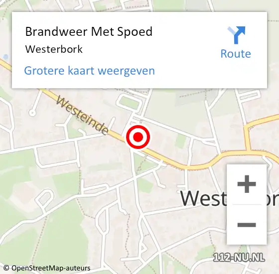 Locatie op kaart van de 112 melding: Brandweer Met Spoed Naar Westerbork op 10 juli 2022 21:13