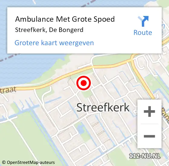 Locatie op kaart van de 112 melding: Ambulance Met Grote Spoed Naar Streefkerk, De Bongerd op 10 juli 2022 21:13