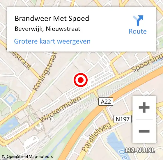 Locatie op kaart van de 112 melding: Brandweer Met Spoed Naar Beverwijk, Nieuwstraat op 10 juli 2022 21:50