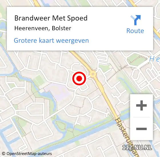 Locatie op kaart van de 112 melding: Brandweer Met Spoed Naar Heerenveen, Bolster op 10 juli 2022 22:10