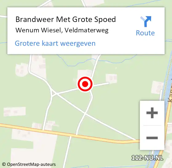 Locatie op kaart van de 112 melding: Brandweer Met Grote Spoed Naar Wenum Wiesel, Veldmaterweg op 22 juli 2014 20:55