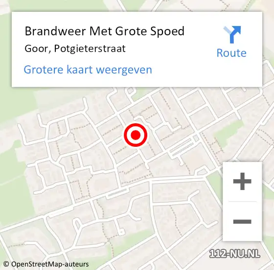 Locatie op kaart van de 112 melding: Brandweer Met Grote Spoed Naar Goor, Potgieterstraat op 10 juli 2022 22:49