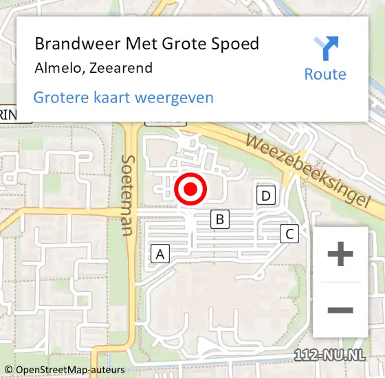 Locatie op kaart van de 112 melding: Brandweer Met Grote Spoed Naar Almelo, Zeearend op 10 juli 2022 22:54