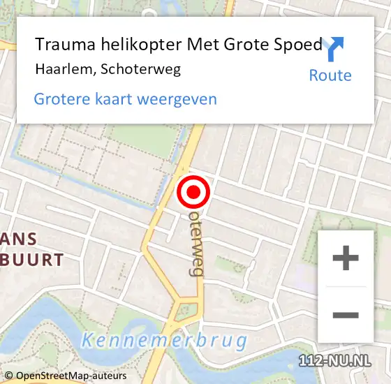 Locatie op kaart van de 112 melding: Trauma helikopter Met Grote Spoed Naar Haarlem, Schoterweg op 10 juli 2022 22:56