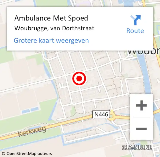 Locatie op kaart van de 112 melding: Ambulance Met Spoed Naar Woubrugge, van Dorthstraat op 10 juli 2022 23:05