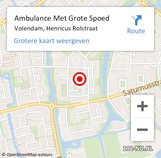 Locatie op kaart van de 112 melding: Ambulance Met Grote Spoed Naar Volendam, Henricus Rolstraat op 10 juli 2022 23:06