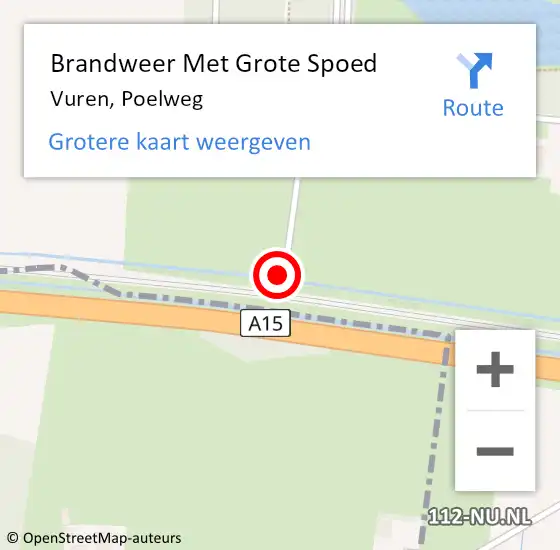 Locatie op kaart van de 112 melding: Brandweer Met Grote Spoed Naar Vuren, Poelweg op 10 juli 2022 23:07