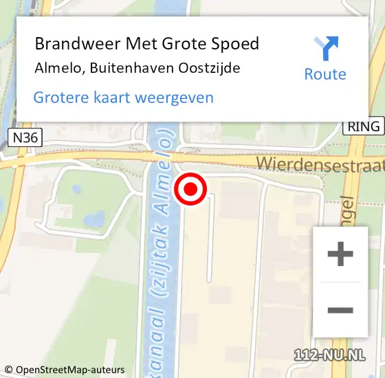 Locatie op kaart van de 112 melding: Brandweer Met Grote Spoed Naar Almelo, Buitenhaven Oostzijde op 10 juli 2022 23:16