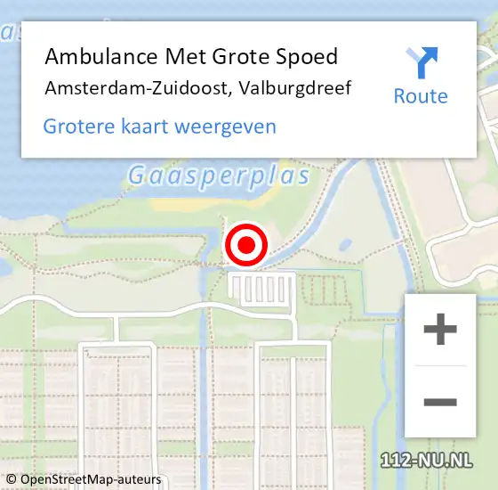 Locatie op kaart van de 112 melding: Ambulance Met Grote Spoed Naar Amsterdam-Zuidoost, Valburgdreef op 10 juli 2022 23:21