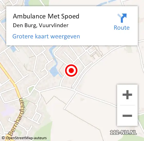 Locatie op kaart van de 112 melding: Ambulance Met Spoed Naar Den Burg, Vuurvlinder op 10 juli 2022 23:22
