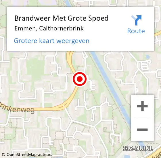 Locatie op kaart van de 112 melding: Brandweer Met Grote Spoed Naar Emmen, Calthornerbrink op 10 juli 2022 23:55