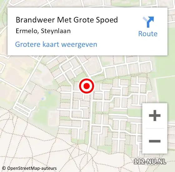 Locatie op kaart van de 112 melding: Brandweer Met Grote Spoed Naar Ermelo, Steynlaan op 11 juli 2022 00:56