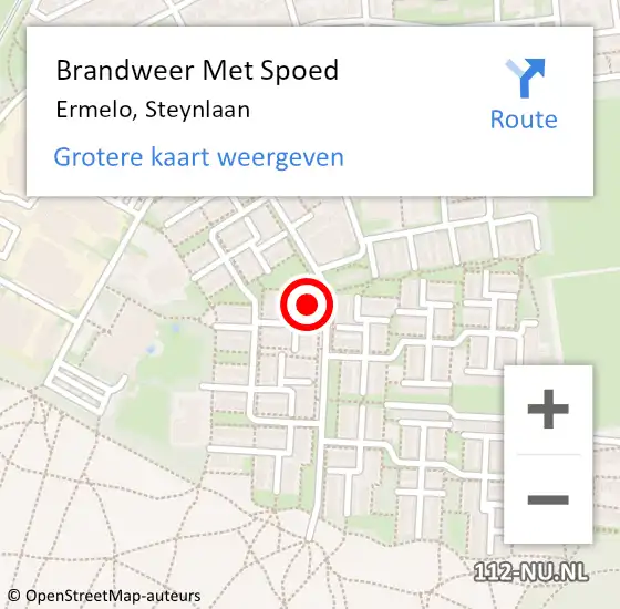 Locatie op kaart van de 112 melding: Brandweer Met Spoed Naar Ermelo, Steynlaan op 11 juli 2022 01:26