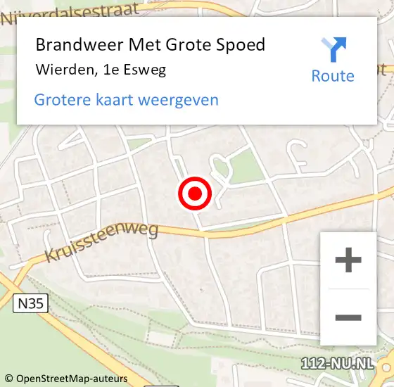 Locatie op kaart van de 112 melding: Brandweer Met Grote Spoed Naar Wierden, 1e Esweg op 11 juli 2022 01:33