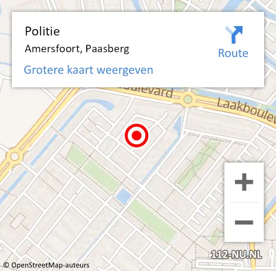 Locatie op kaart van de 112 melding: Politie Amersfoort, Paasberg op 11 juli 2022 02:47