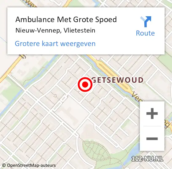 Locatie op kaart van de 112 melding: Ambulance Met Grote Spoed Naar Nieuw-Vennep, Vlietestein op 11 juli 2022 02:58