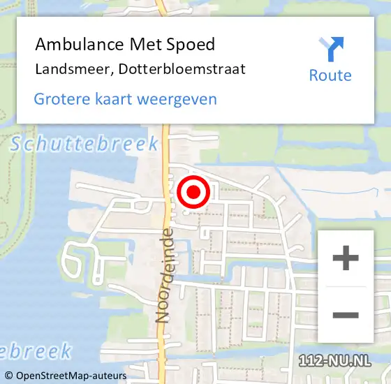 Locatie op kaart van de 112 melding: Ambulance Met Spoed Naar Landsmeer, Dotterbloemstraat op 22 juli 2014 21:08