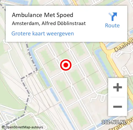 Locatie op kaart van de 112 melding: Ambulance Met Spoed Naar Amsterdam-Zuidoost, Alfred Döblinstraat op 11 juli 2022 04:11